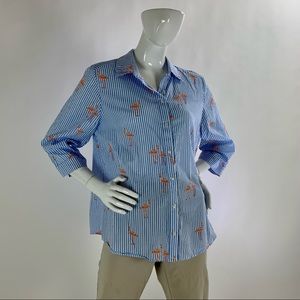 Women’s 2 (12) Graphic Print CHICO’S Collared Button Down Shirt